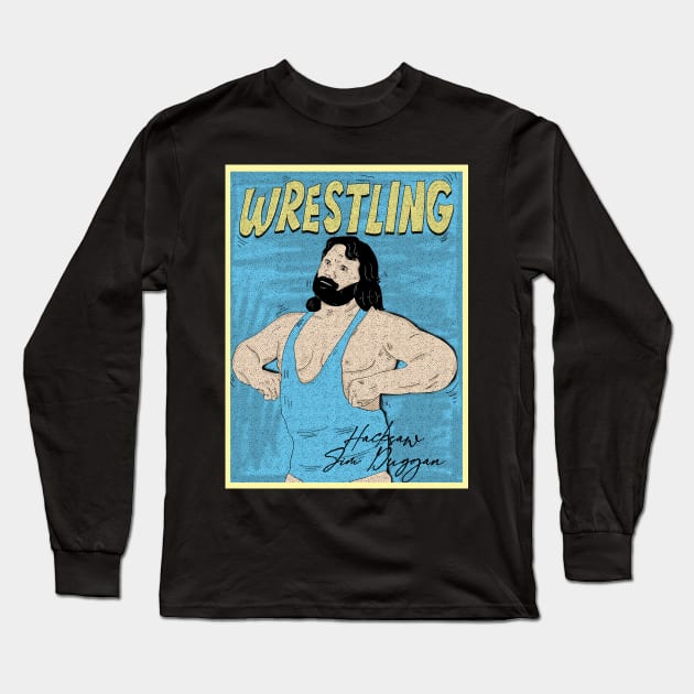 Artwork Hacksaw Jim Duggan Pro Wrestling Long Sleeve T-Shirt by Pinjem Seratus